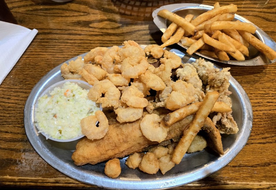 Hearty seafood portions served in an unpretentious dining room.